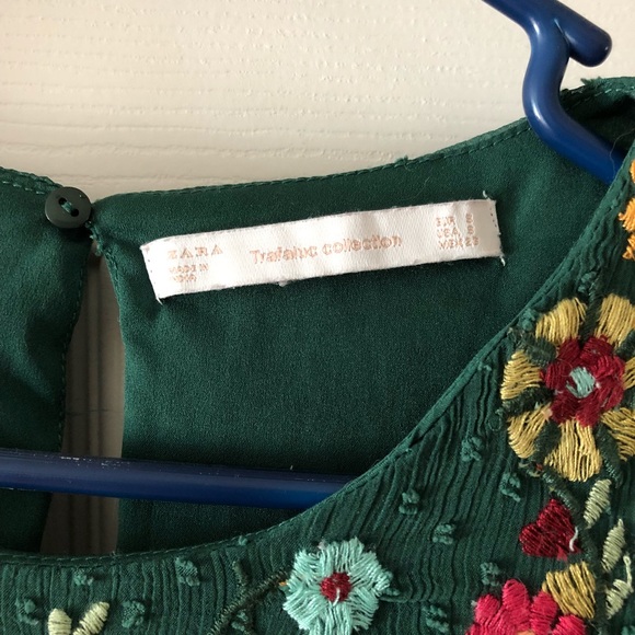 Zara embroidered floral chiffon dot dress - Picture 3 of 5